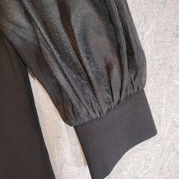 Ted Baker (London) NWOT Black Blouse Sheer 3/4 Balloon Sleeve Mock Neck  Size 2 - Picture 7 of 12